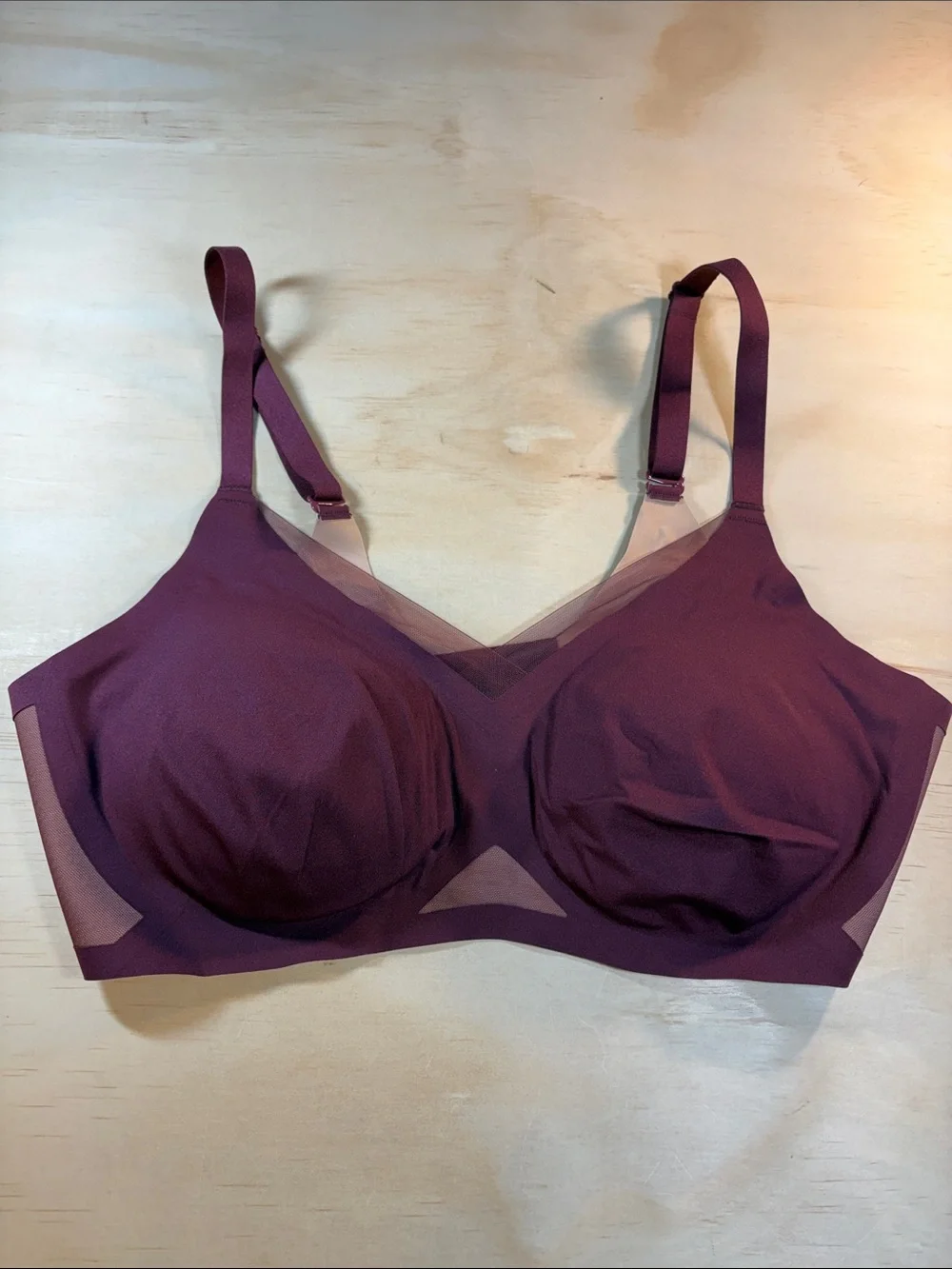 Honeylove Plum Wireless Support Bra with Mesh Accents